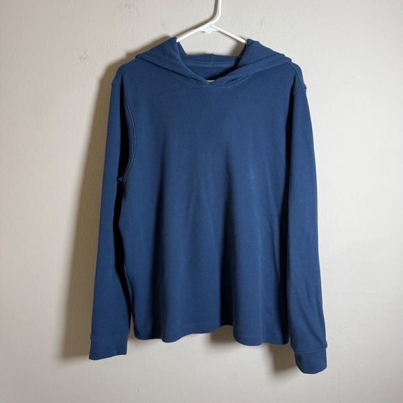 Lululemon Other - Lululemon Mens XL Waffle Knit Thermal Hoodie Blue Pullover Long Sleeve Shirt